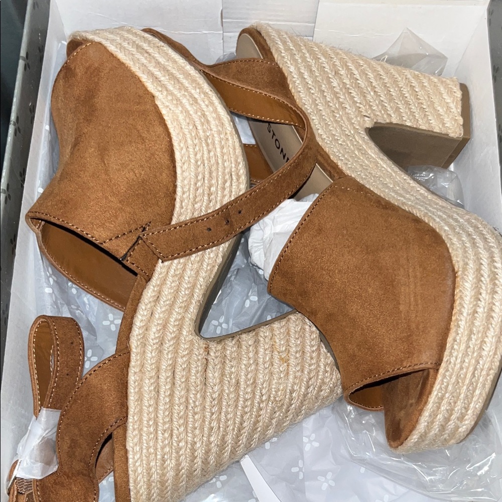 Brown and Tan platform wedges